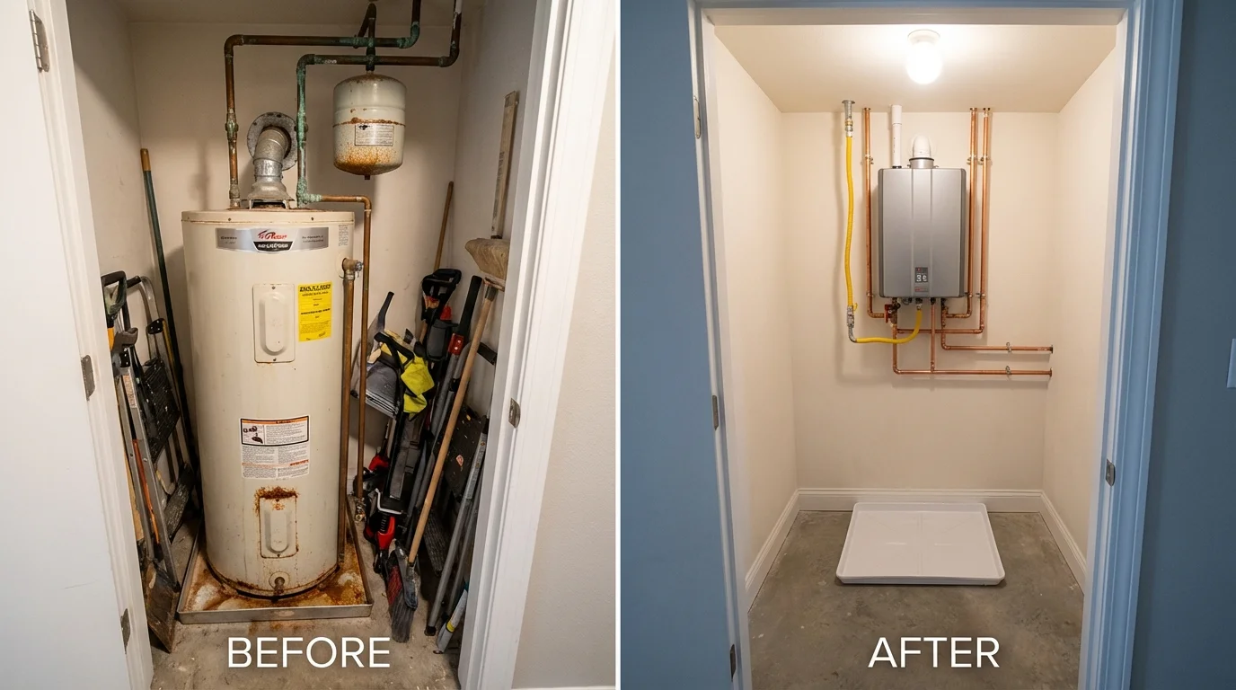 Tank water heater versus wall-mounted tankless unit comparison for Franklin, OH homeowners